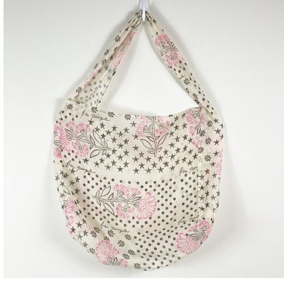 Free People 16" Floral Lightweight Gauze Hobo Shopping Tote Reusable Bags - Picture 3 of 4